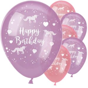 Magical unicorn happy birthday balloner 6stk 30cm